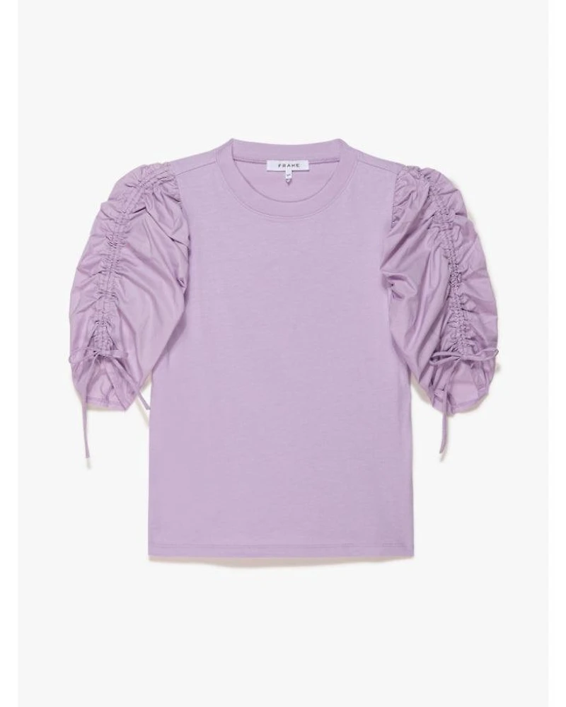 Frame Ruched Tie Sleeve Tee