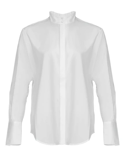 Ruffle Neck Button Down Shirt