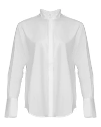 Ruffle Neck Button Down Shirt