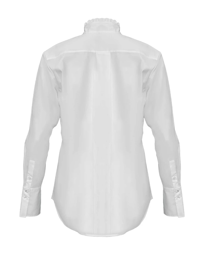 Ruffle Neck Button Down Shirt