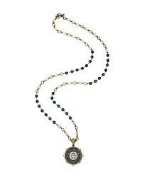Blue Apatite Abeille Medal Necklace