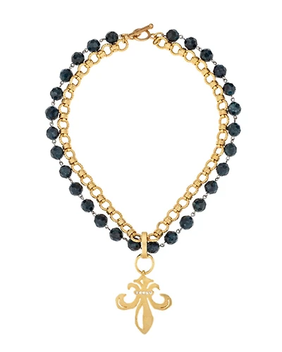 Blue Apatite Fleur Medal Necklace