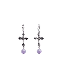 Cross with Amethyst Dangle Earrings