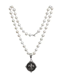Fleur Medal Pearl Necklace