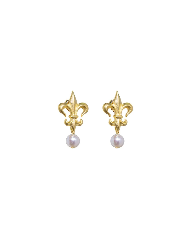 Fleur Studs with Pearl Dangle