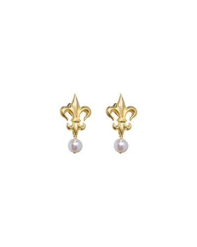Fleur Studs with Pearl Dangle