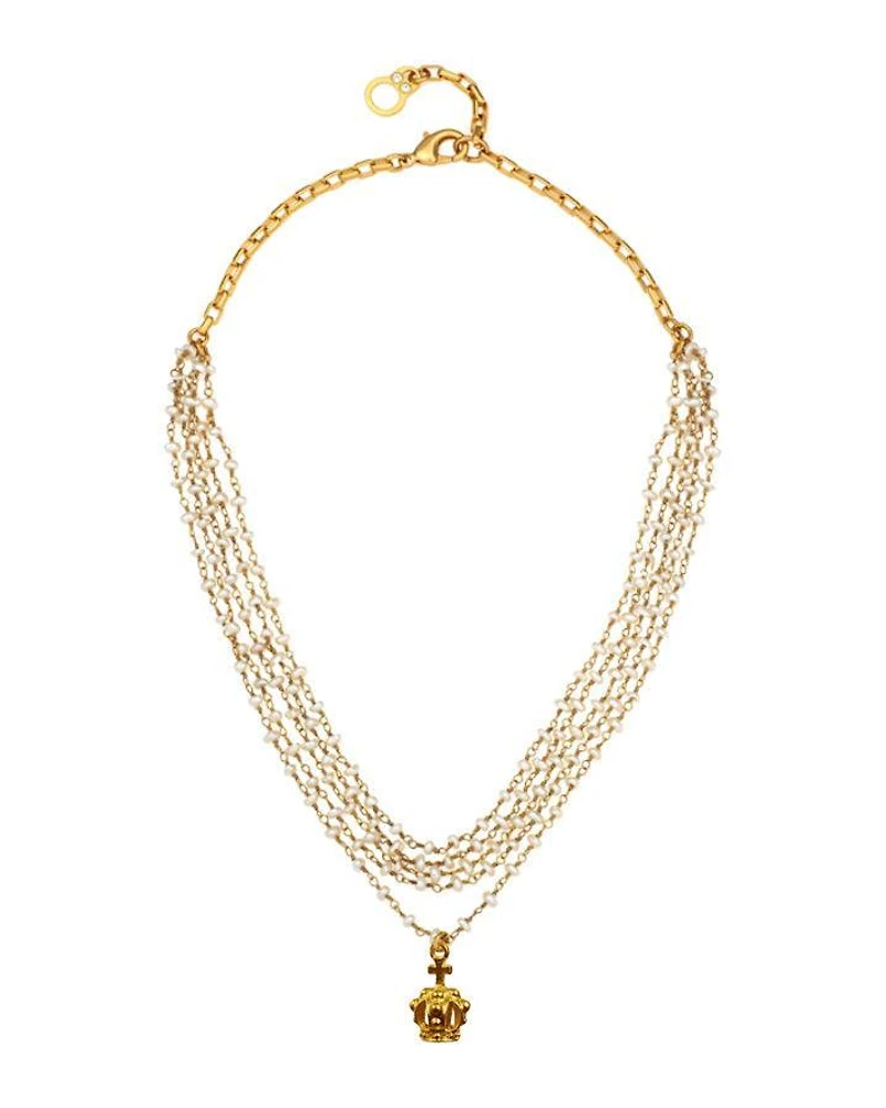 French Kande Micro Pearl Crown Necklace