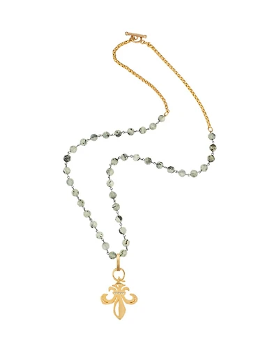 Green Prehinite Fleur Medal Necklace