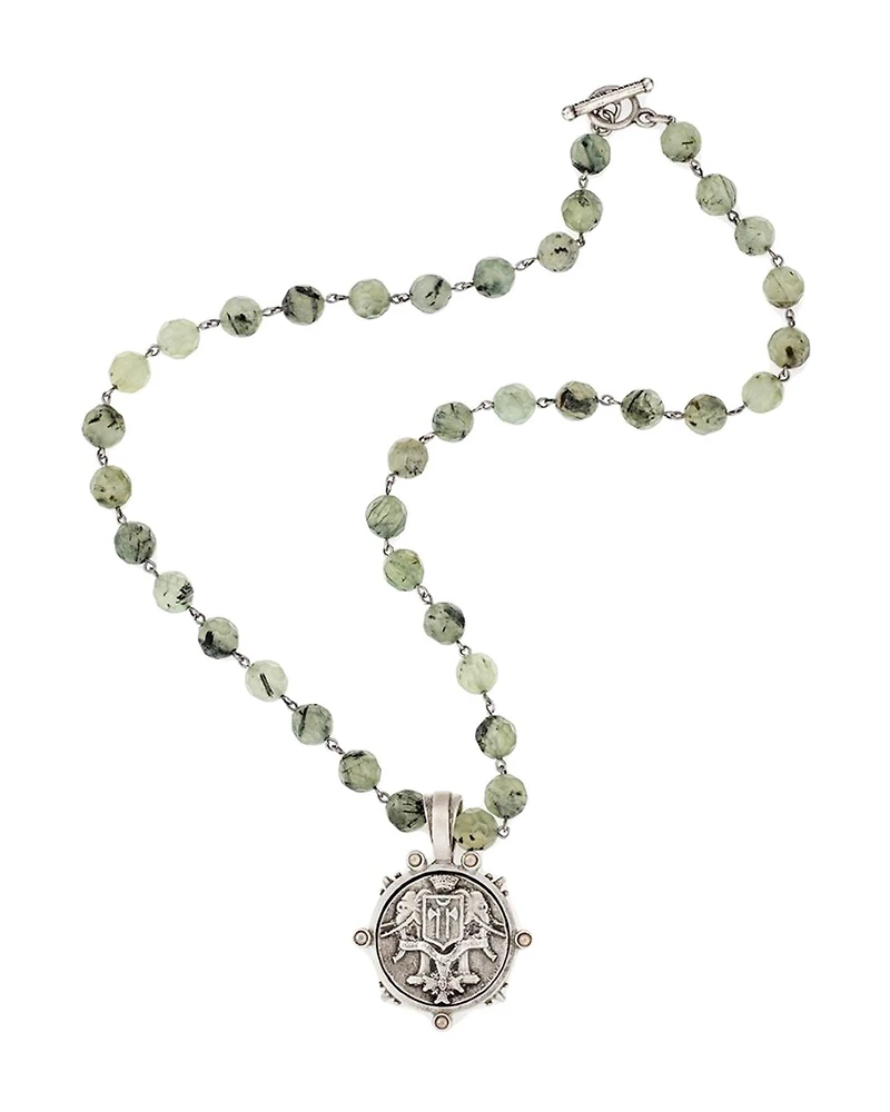 Green Prehinite Indochine Medal Necklace