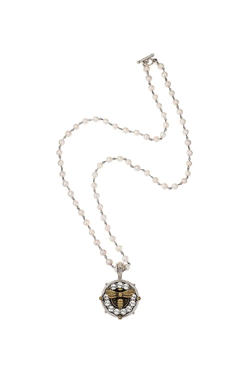 Miel Medal Pearl Necklace