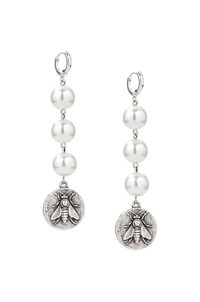 Pearl Abeille Medal Earrings