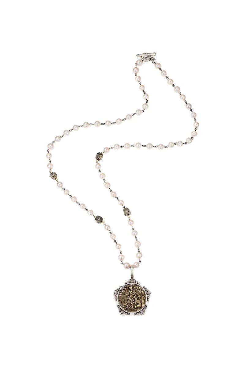 Protecteur Medal Pearl Necklace