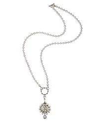 Silver Pearls Mary Medal Necklace