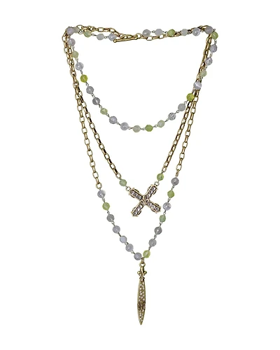 Triple Strand Sage Mix Necklace