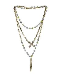 Triple Strand Sage Mix Necklace