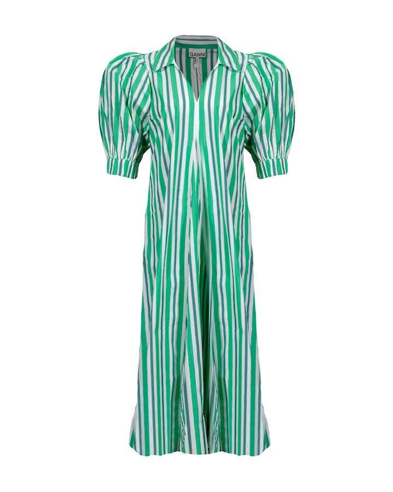 Ganni Stripped Collar Long Dress