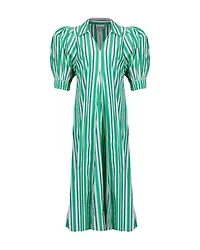 Ganni Stripped Collar Long Dress