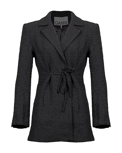 Ganni Textured Suiting Tie String Blazer