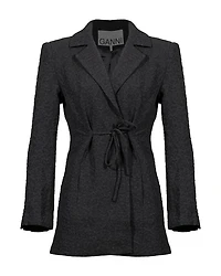 Ganni Textured Suiting Tie String Blazer