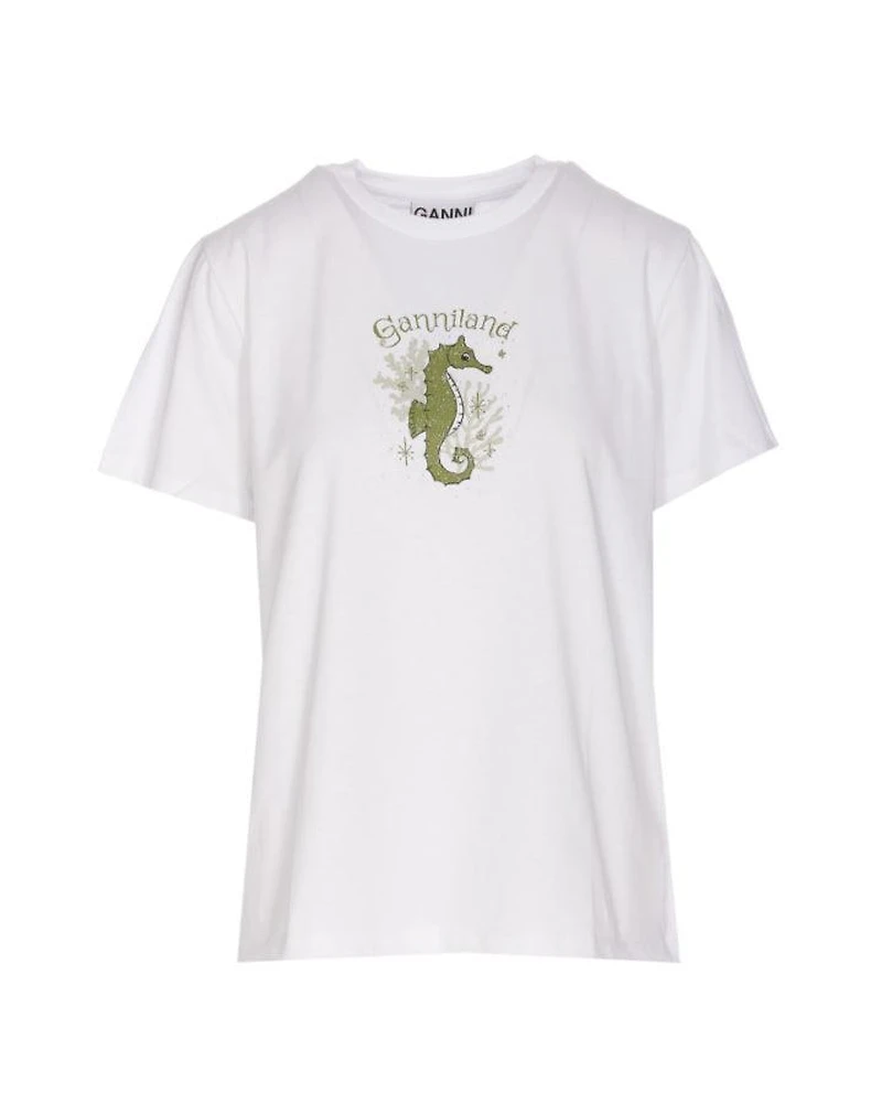 Ganni Ganniland Seahorse Print T-Shirt