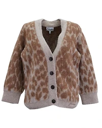 Ganni Leopard Jacquard Cardigan