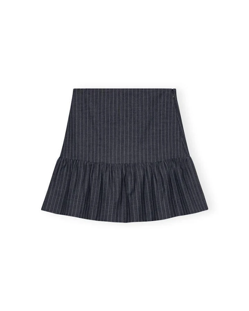 Ganni Pinstripe Flounce Mini Skirt