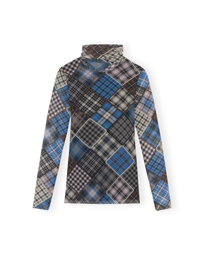 Printed Mesh Roll Neck Top