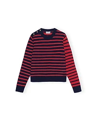 Striped Cashmere O-Neck Pullover