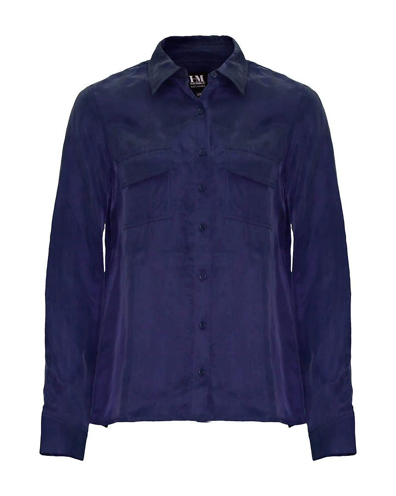 Signature Cupro Blouse Navy