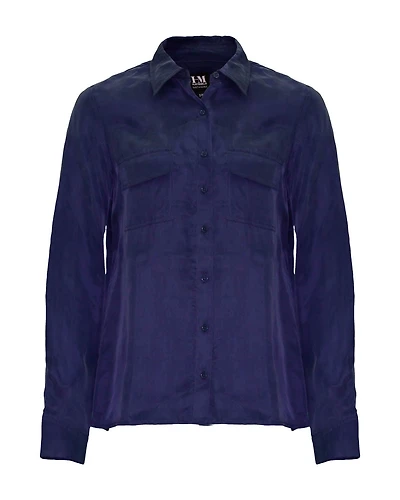 Signature Cupro Blouse Navy