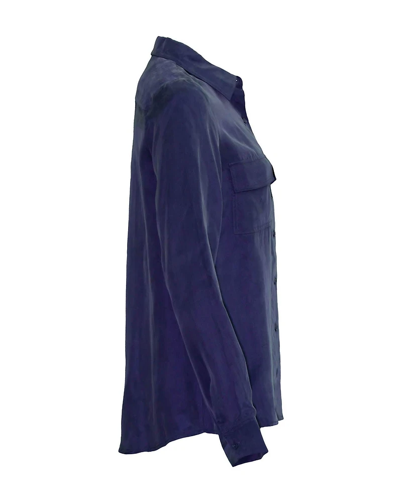 Signature Cupro Blouse Navy