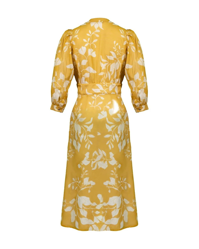 Button Down Leaf Print Dress