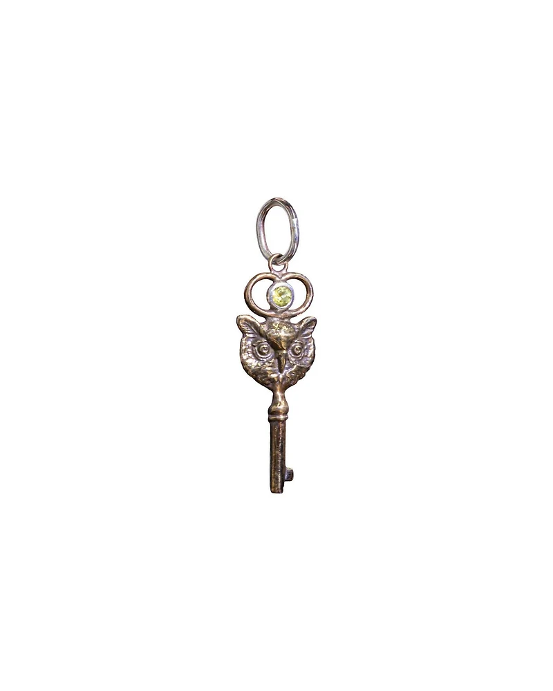 Bronze Owl Pendant with Peridot
