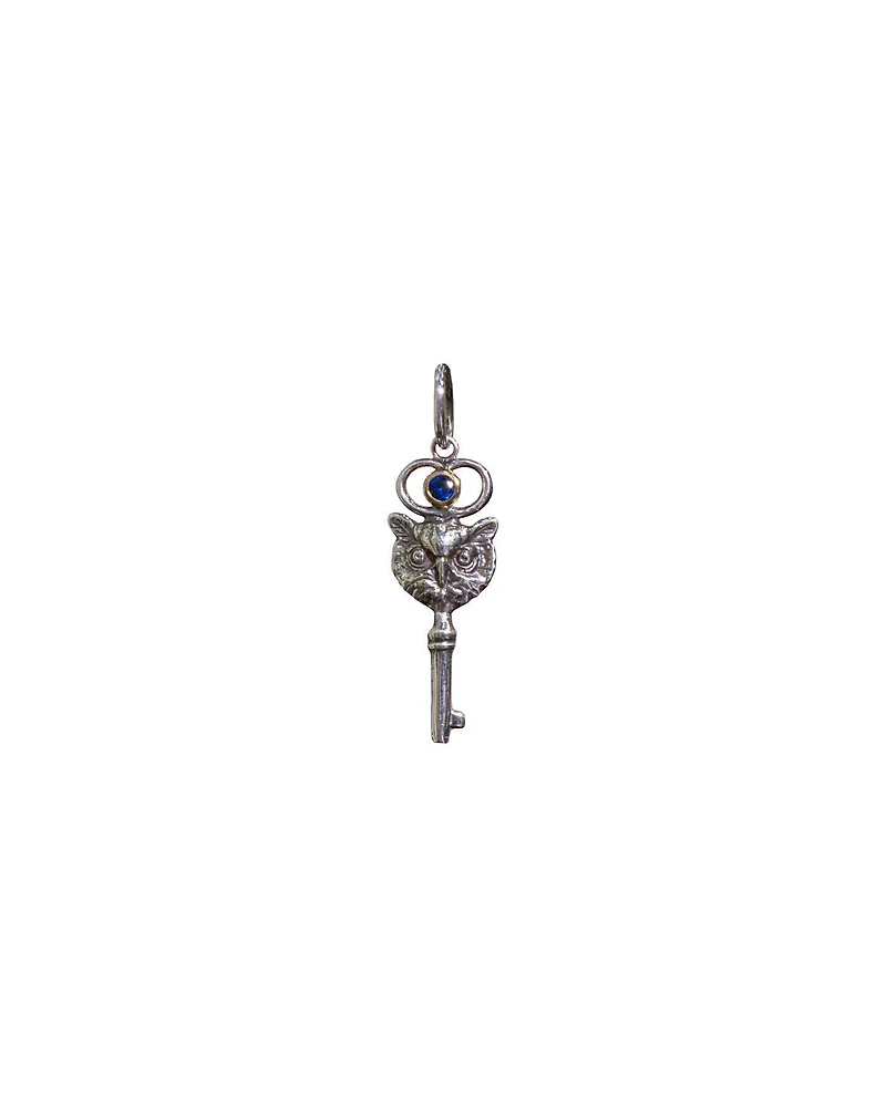 Sterling Silver Owl Pendant with Saphire