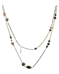 Three Metal Quartz Necklace