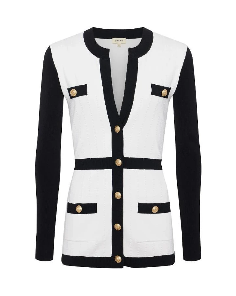 L’Agence Clover Contrast Trim Cardigan
