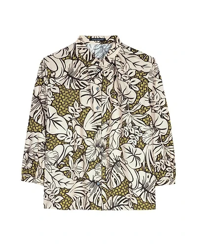 Luisa Cerano Abstract Leaf Motif Print Blouse