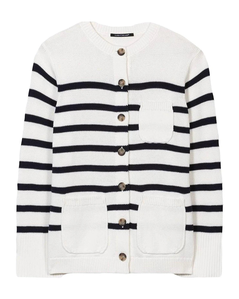 Luisa Cerano Bold Stripe Cardigan