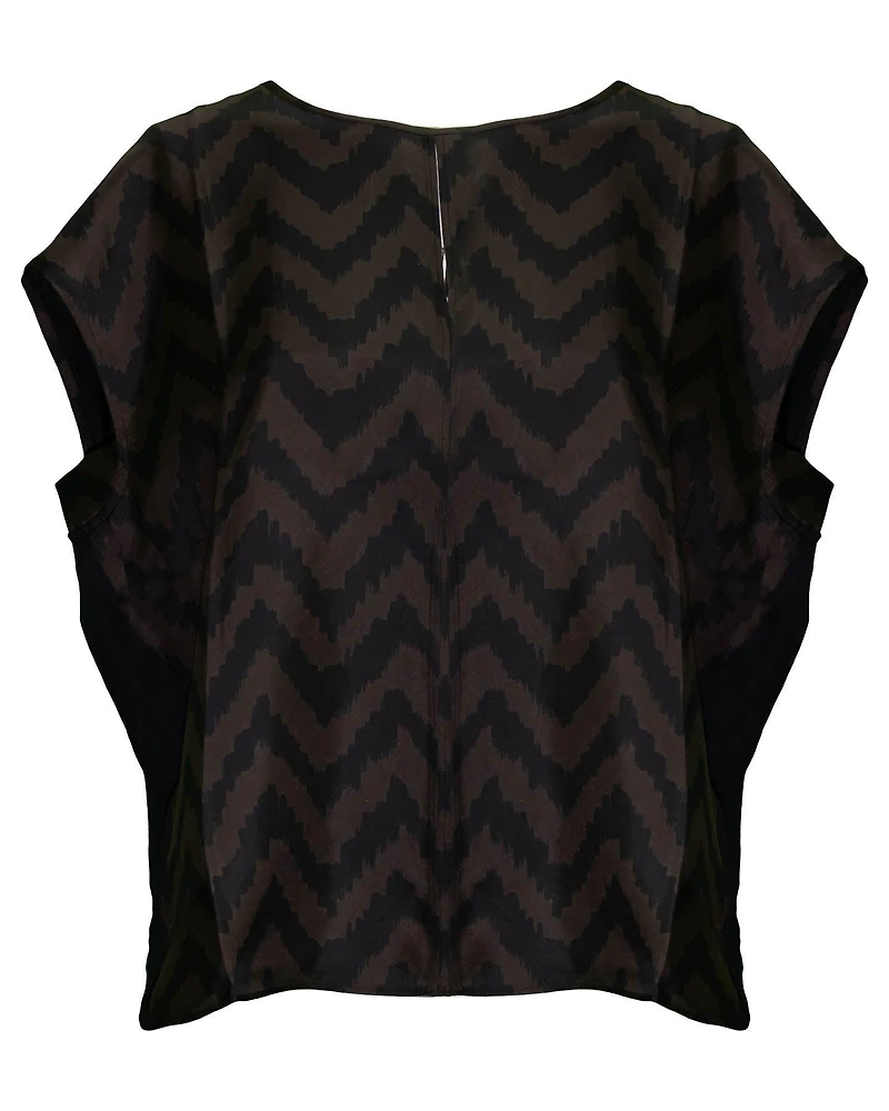 Cap Sleeve Chevron Print Blouse