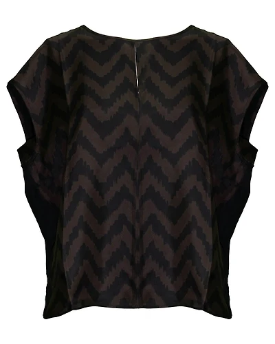 Cap Sleeve Chevron Print Blouse