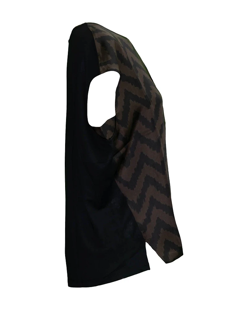 Cap Sleeve Chevron Print Blouse