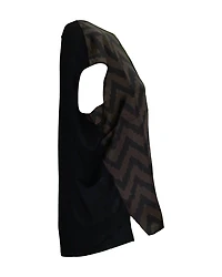 Cap Sleeve Chevron Print Blouse