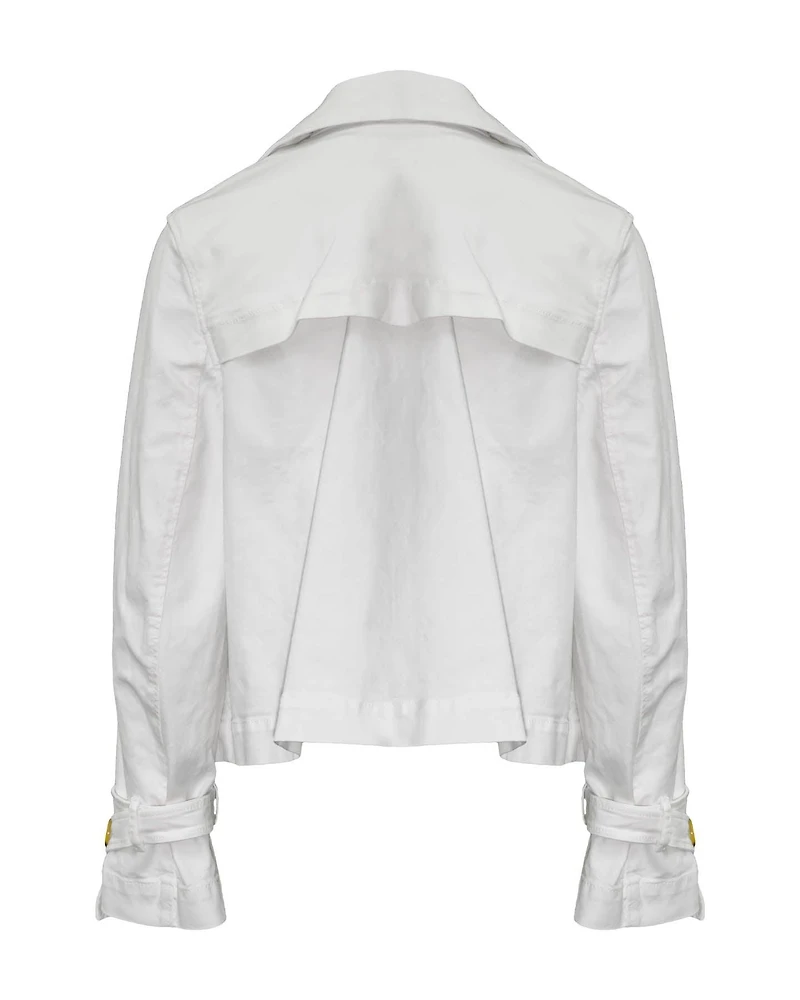 Cropped Denim Trench Jacket