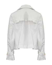 Cropped Denim Trench Jacket