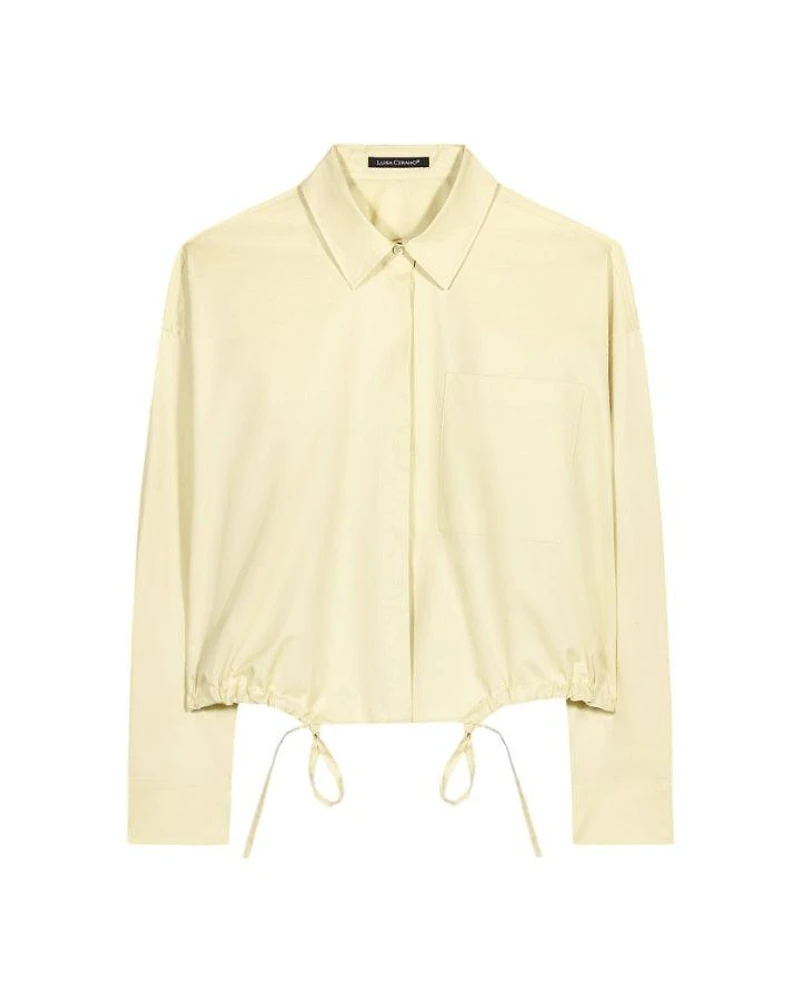 Luisa Cerano Cropped Drawstring Hem Blouse