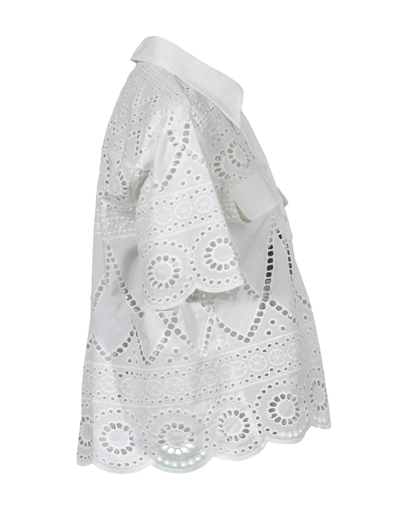Cropped Eyelet Blouse