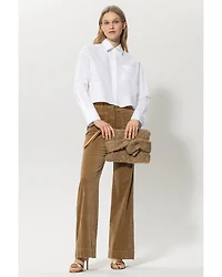 Cropped Gabardine Stretch Blouse