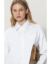 Cropped Gabardine Stretch Blouse