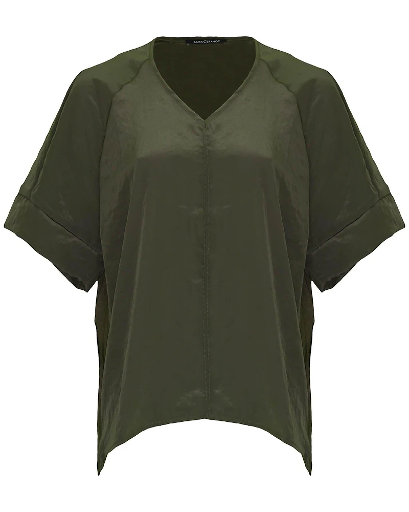Dark Olive V-Neck Blouse