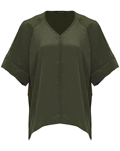 Dark Olive V-Neck Blouse